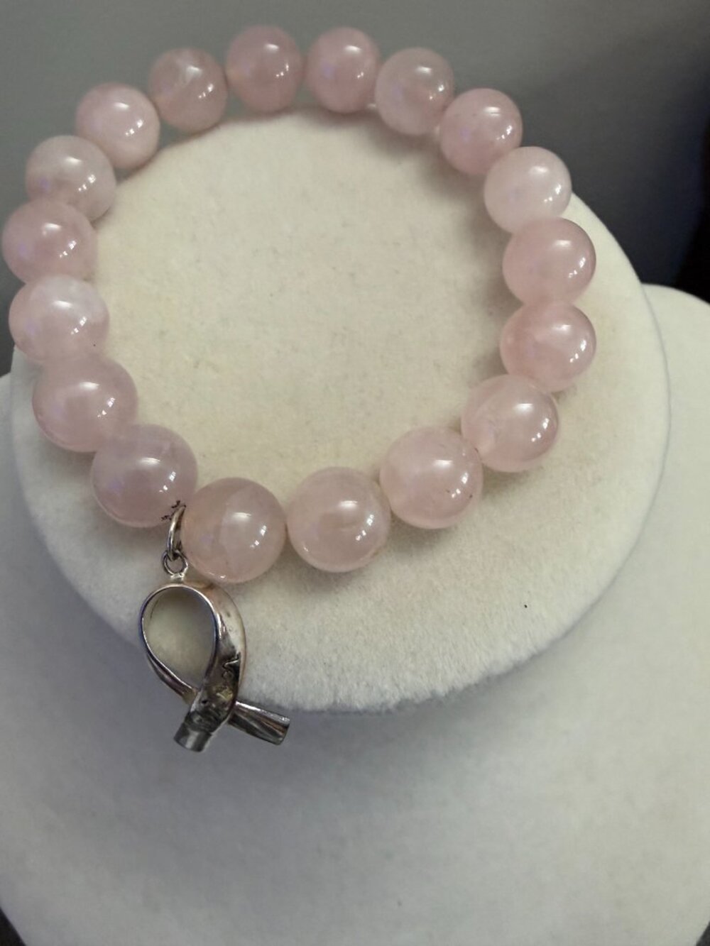 Rose Quartz beaded charm bracelet - Picture 7 of 13